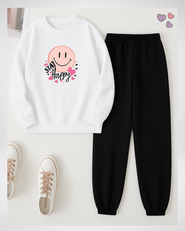 2 Pcs Stay Happy Winter TrackSuit (Code 3629)