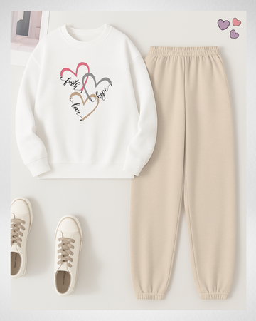2 Pcs Three Hearts Winter TrackSuit (Code 3634)