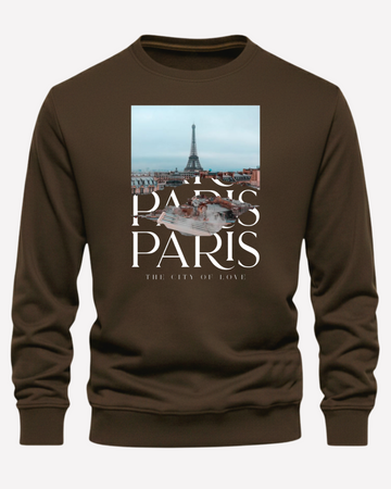 Dark Brown Men's Printed Sweatshirt – Warm and Stylish Fleece (Code 4174)