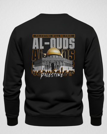 Black AL-QUDS Back Printed Sweatshirt – Warm and Stylish Fleece (Code 4026)