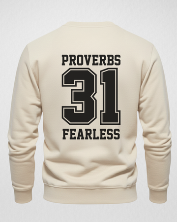 Cream/Off White PROVERBS Back Printed Sweatshirt – Warm and Stylish Fleece (Code 4029)