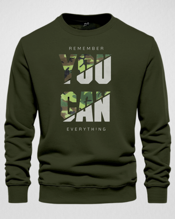 Olive YOU CAN Printed Sweatshirt – Warm and Stylish Fleece (Code 3996)