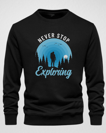 Black Men's Printed Sweatshirt – Warm and Stylish Fleece (Code 3820)