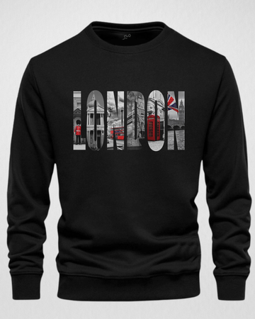 Black Men's Printed Sweatshirt – Warm and Stylish Fleece (Code 3821)