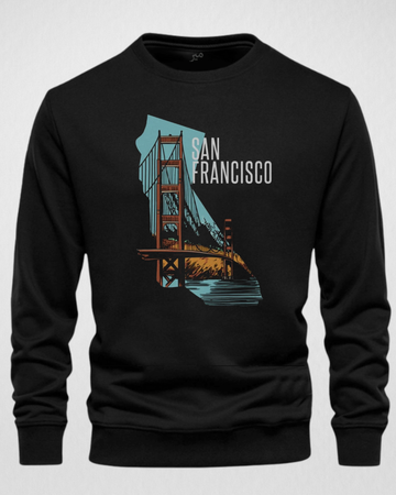 Black Men's Printed Sweatshirt – Warm and Stylish Fleece (Code 3822)