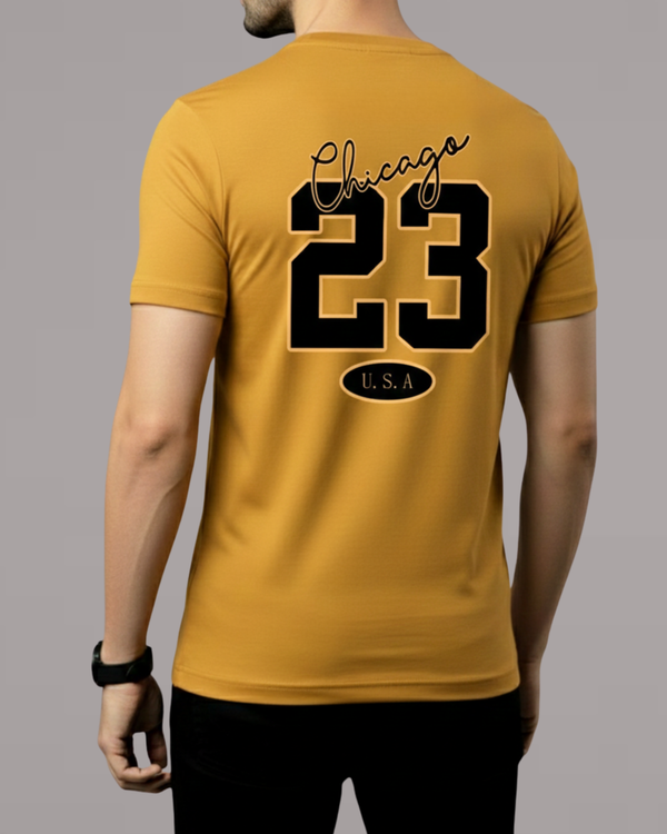Premium Mustard Back Printed T-Shirt/Tee for Men – Cotton Jersey Fabric (Code 4526)