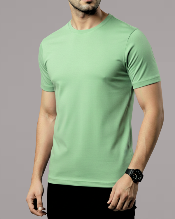 Light Green Men’s Basic Tee – Jersey Fabric, Classic Fit, Everyday Comfort (Code 3106)