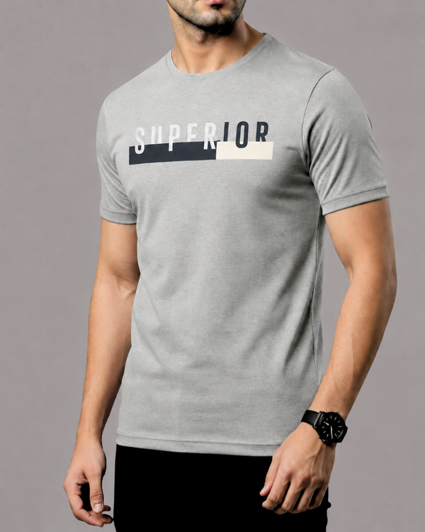 Grey Printed T-Shirt/Tee for Men – Cotton Jersey Fabric (Code 5614)