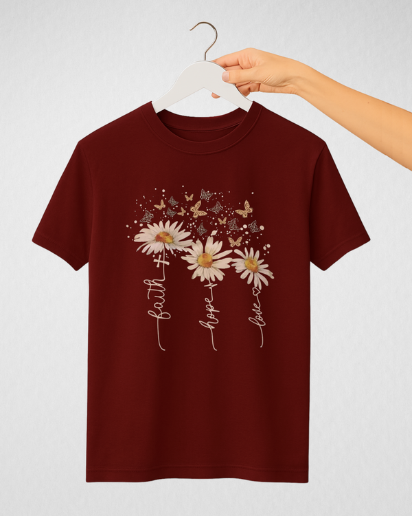 Maroon Women’s Printed Tee – Jersey Fabric, Classic Fit, Everyday Comfort (Code 3701)