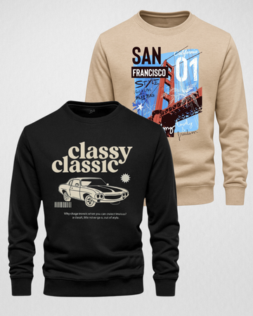 Men’s Printed Sweatshirt Set – 2 Pieces, Warm Fleece (Code 3579)