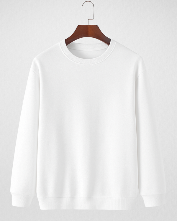 White Classic Sweatshirt – Soft Cotton Fleece (Code 3600)