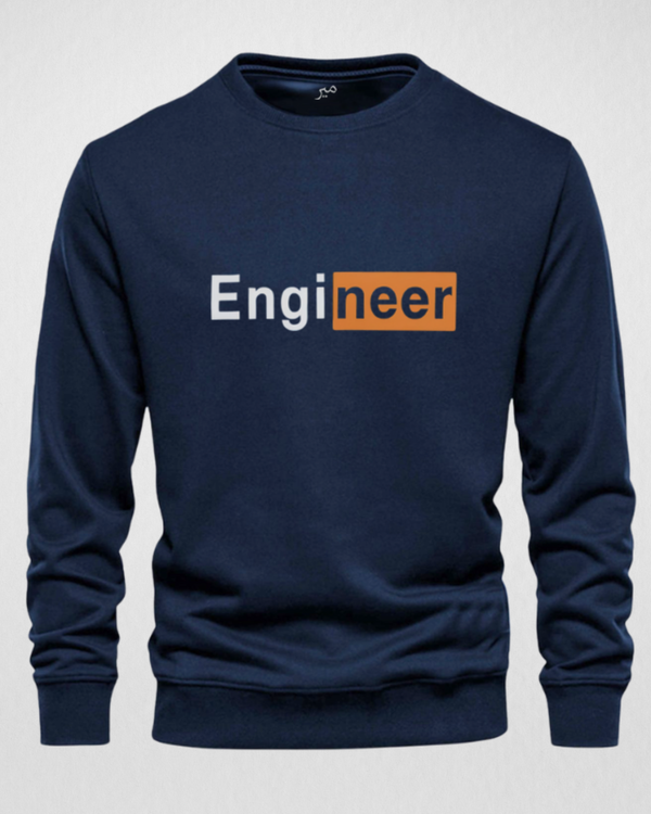 Navy Blue Men's Printed Sweatshirt – Warm and Stylish Fleece (Code 3452)