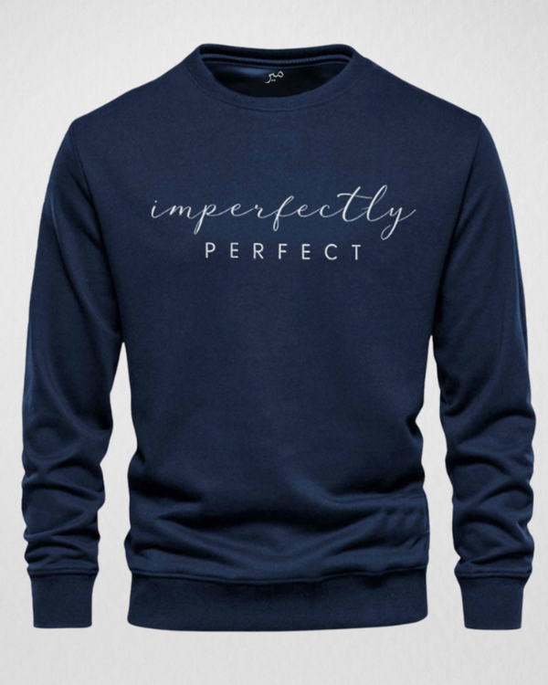 Navy Blue Men's Printed Sweatshirt – Warm and Stylish Fleece (Code 3462)
