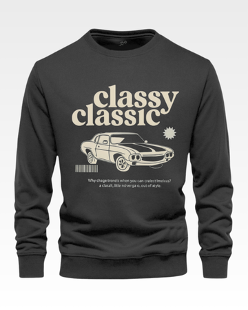Charocoal Men's Printed Sweatshirt – Warm and Stylish Fleece (Code 3453)