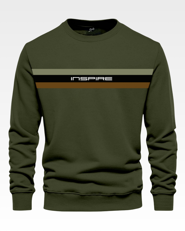 Olive Men's Printed Sweatshirt – Warm and Stylish Fleece (Code 4636)