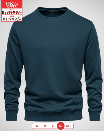 ONLY XL SIZE – Petroleum Blue Basic Sweatshirt (Code 4087)