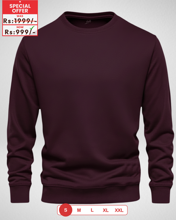 ONLY SMALL SIZE – Dark Maroon Basic Sweatshirt (Code 4088)