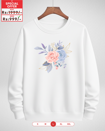 Only LARGE Size – White Printed Sweatshirt (Code 4118)