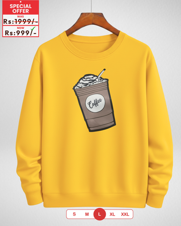 Only LARGE Size – Yellow Printed Sweatshirt (Code 4122)