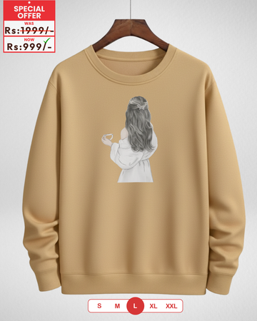Only LARGE Size – Beige Printed Sweatshirt (Code 4124)