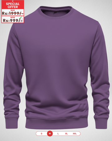 Only MEDIUM Size – Purple Basic Sweatshirt (Code 4136) (20 Chest x 25 Lenght)
