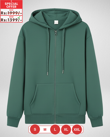 Premium Green Zipper Hoodie (Code 3860)