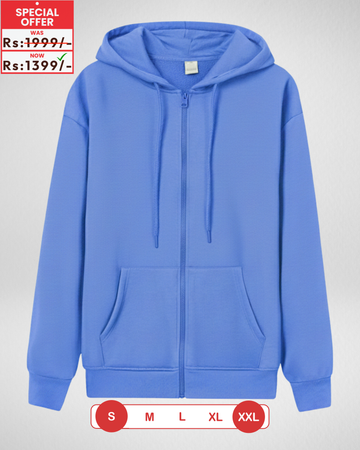 Premium Light Blue Zipper Hoodie (Code 3861)