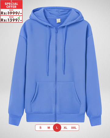 Premium Light Blue Zipper Hoodie (Code 4002)