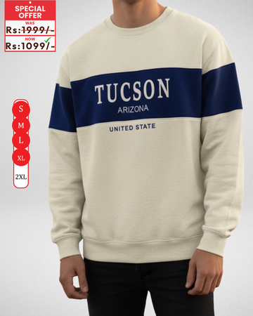 Tucson Embroidery Cream Sweatshirt – Warm and Stylish Fleece (Code 4042)