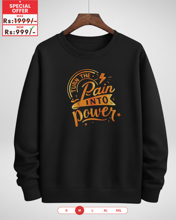 Pian into Power Black Printed Sweatshirt – Warm and Stylish Fleece (Code 4050)