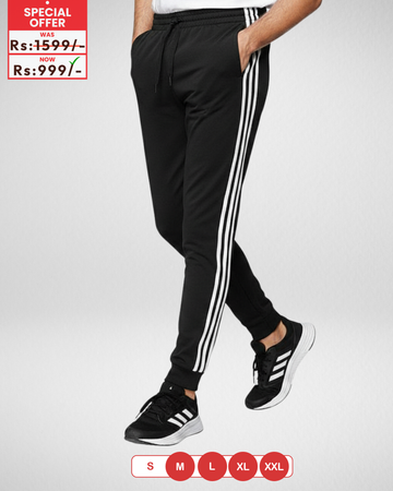 Men’s Balck Three Stripes Trouser – Cotton Terry Fabric (3915)
