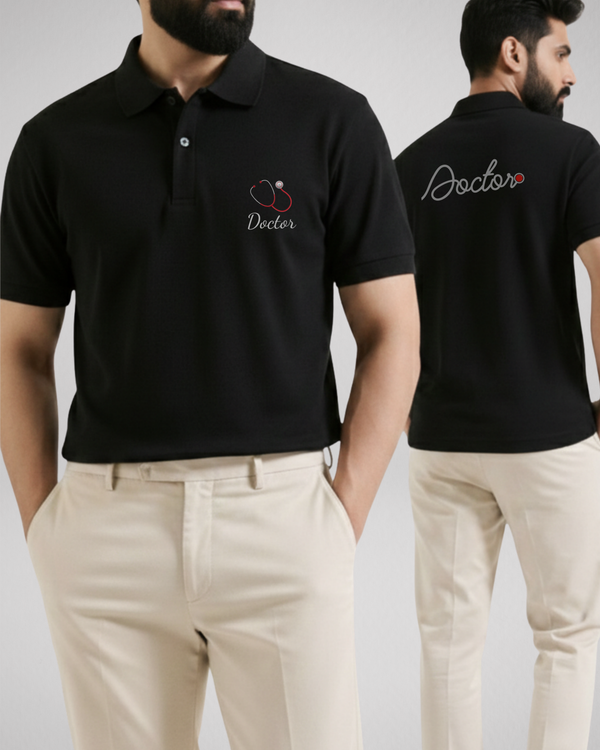 Black Printed Polo T-Shirt – Stylish & Comfortable (Code 4561)