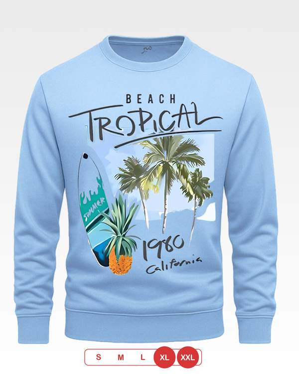 Sky Blue Men's Printed Sweatshirt – Warm and Stylish Fleece (Code 3465)