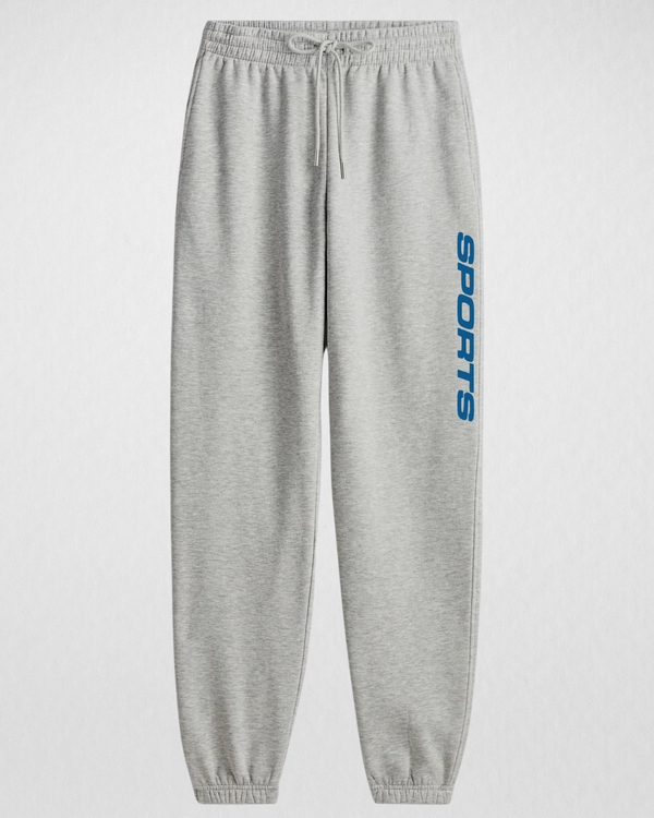 Grey Printed (Sports) Sweatpants Warm & Comfortable Fleece (Code 3537)