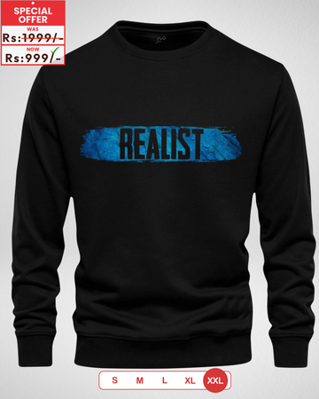 Black Men's Printed Sweatshirt – Warm and Stylish Fleece (3899)