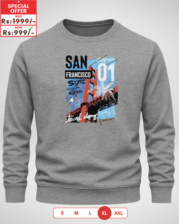 Grey Men's Printed Sweatshirt – Warm and Stylish Fleece (3912)