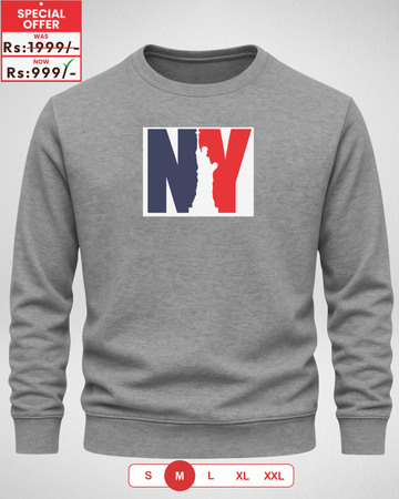 Grey Men's Printed Sweatshirt – Warm and Stylish Fleece (3929)