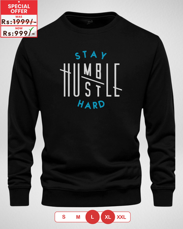 Black Men's Printed Sweatshirt – Warm and Stylish Fleece (3930)