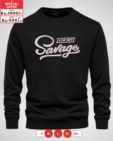 Black Savage Printed Sweatshirt – Warm and Stylish Fleece (Code 3972)