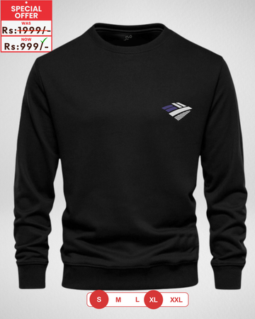 Black Men's Printed Sweatshirt – Warm and Stylish Fleece (Code 3970)