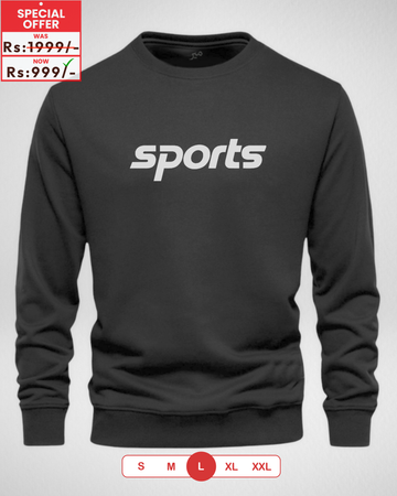 Charcoal Grey Sports Printed Sweatshirt – Warm and Stylish Fleece (Code 3981)