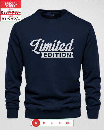 Navy Blue Men's Printed Sweatshirt – Warm and Stylish Fleece (Code 3894)