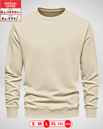 Cream Basic Soft and Warm Sweatshirt (Code 4133)