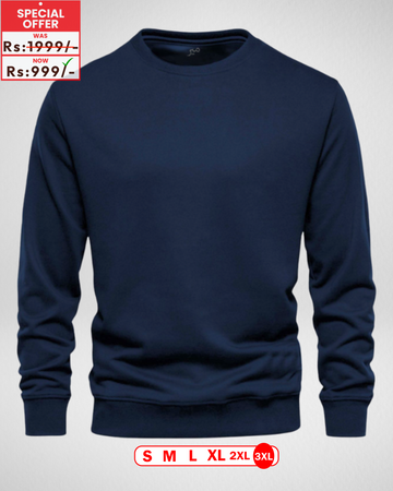 Only 3XL Size – Navy Blue Basic Sweatshirt (Code 4137) (25 Chest x30 Lenght)