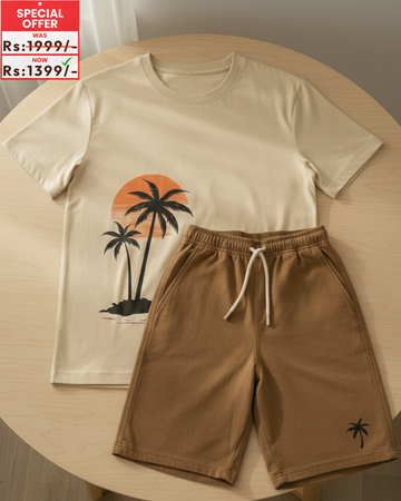 Sun Plam Co-Ord Set T-Shirt With Short (Code 3685)
