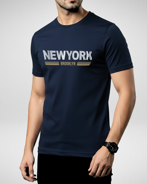 Navy Blue Printed T-Shirt/Tee for Men – Cotton Jersey Fabric (Code 5481)
