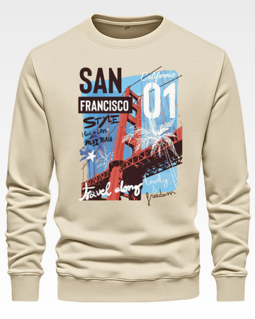 Cream Men's Printed Sweatshirt – Warm and Stylish Fleece (4013)