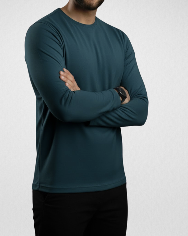 Petroleum Men’s Full Sleeves Tee – Jersey Fabric, Classic Fit, Everyday Comfort (Code 3547)