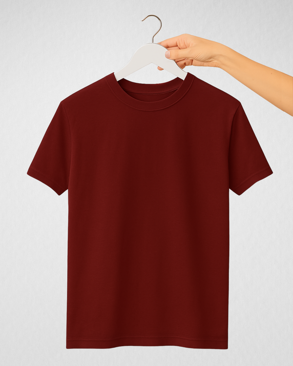 Maroon Women’s Basic Tee – Jersey Fabric, Classic Fit, Everyday Comfort (Code 3661)