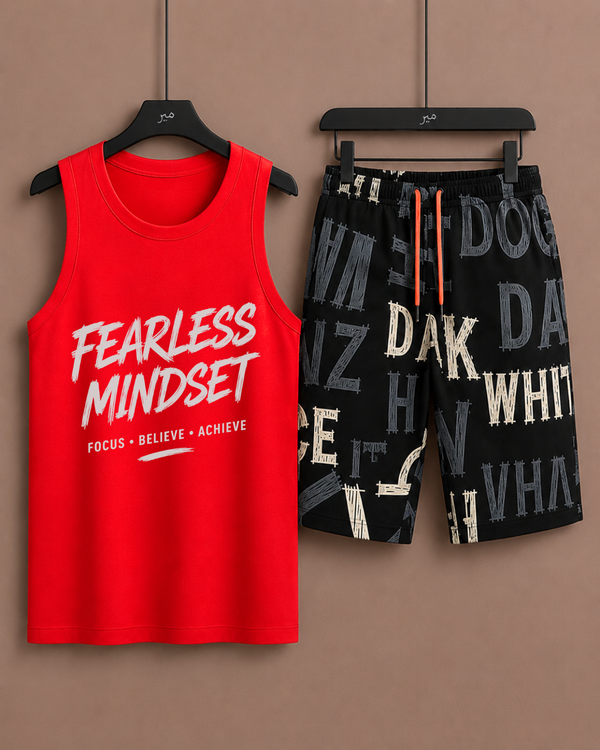 Red Tanktop with Drawstring Printed Shorts– Comfortable Wear (Code 5339)